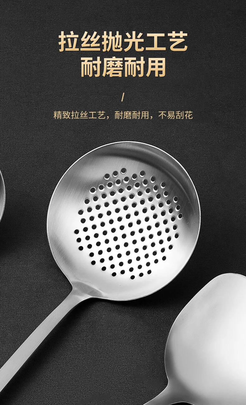 Suncha 双枪304不锈钢锅铲炒菜铲子 实木手柄不锈钢厨具 detail image 6