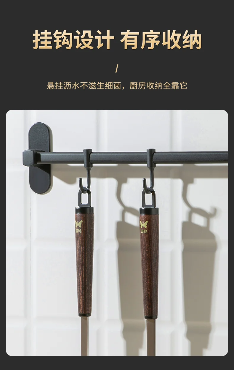 Suncha 双枪304不锈钢锅铲炒菜铲子 实木手柄不锈钢厨具 detail image 8