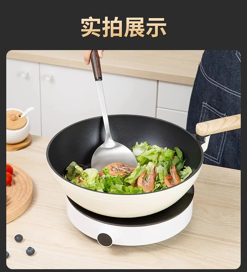 双枪锅铲304不锈钢炒菜铲子家用榉木手柄铲子 DC64000 detail image 16