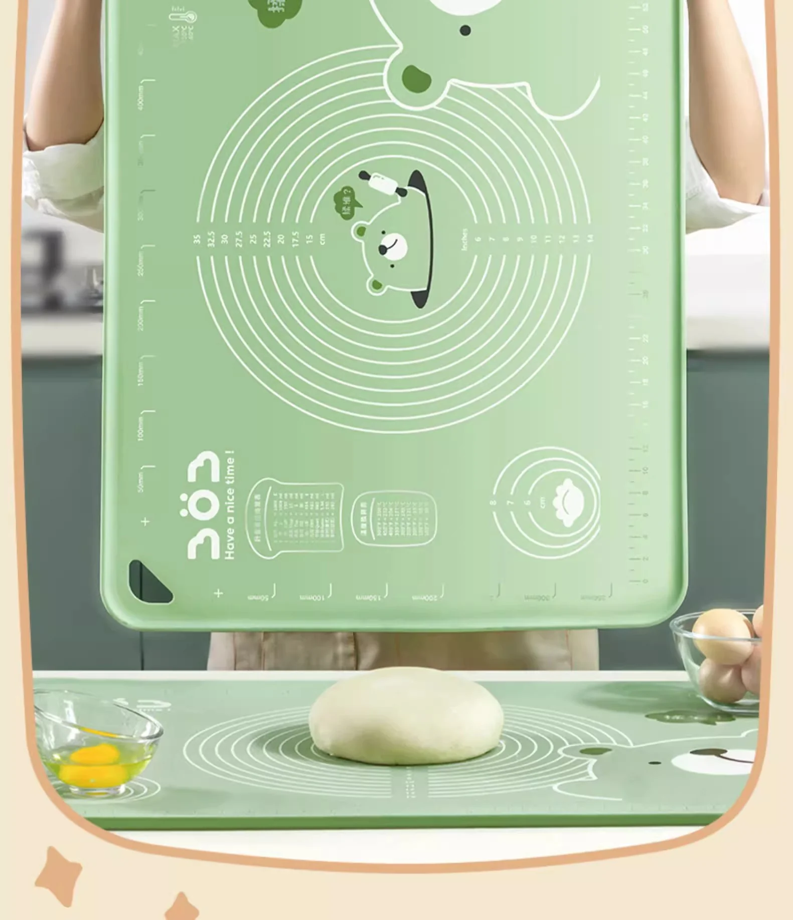 Suncha 双枪抗菌硅胶垫加厚揉面垫 家用擀面垫和面垫 食品级耐高温加大加厚——歪歪兔70*50 detail image 19