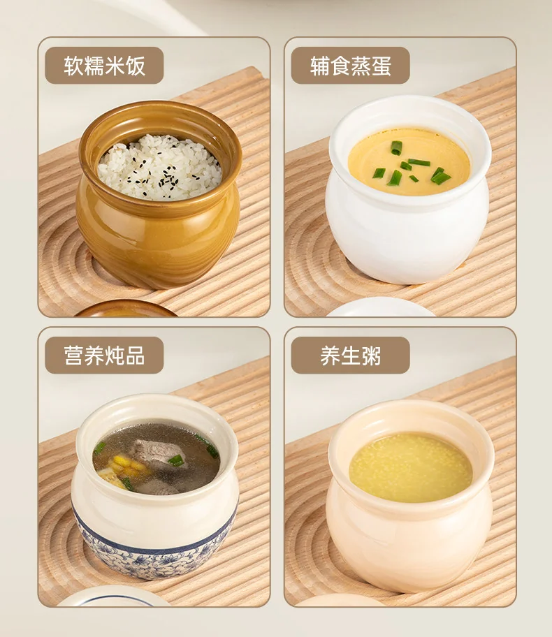 双枪陶瓷炖盅瓦罐汤隔水炖蒸盅蒸蛋炖罐汤罐蛋羹煨汤汤盅410ML 冷萃青花--2个装 详情图 11