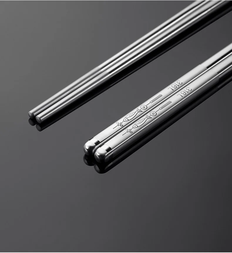 316L stainless steel antibacterial anti-slip chopsticks, more than every year square chopsticks, 10 pairs detail image 12