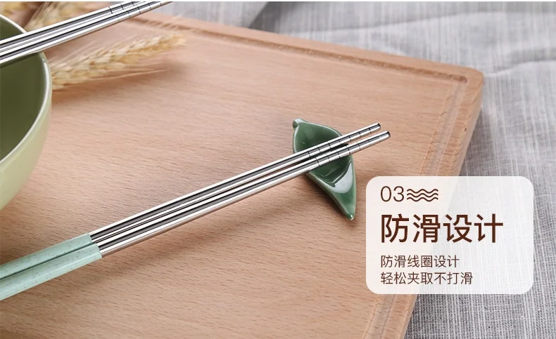 Suncha 304 stainless steel chopsticks with Color stitching non-conductive  5 pairs detail image 11
