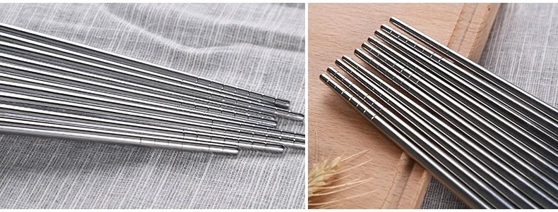 Suncha 304 stainless steel chopsticks with Color stitching non-conductive  5 pairs detail image 12