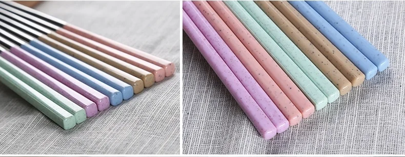 Suncha 304 stainless steel chopsticks with Color stitching non-conductive  5 pairs detail image 15