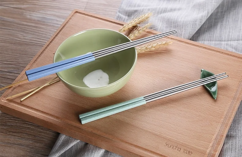 Suncha 304 stainless steel chopsticks with Color stitching non-conductive  5 pairs detail image 16