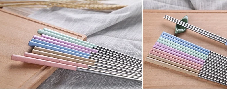 Suncha 304 stainless steel chopsticks with Color stitching non-conductive  5 pairs detail image 9