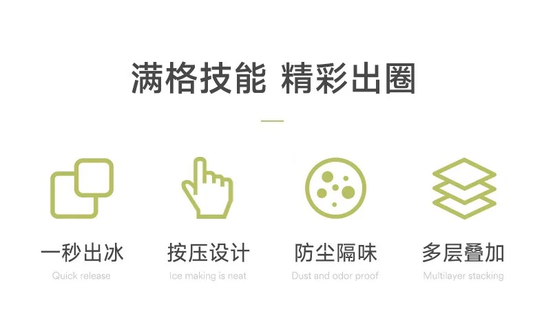 【China direct mail, delivery time 10-15 days】Suncha ice cube mold refrigerator homemade ice compartment food grade press type ice storage box ice making mold single-layer -32 compartments detail image 3