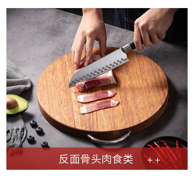【经典款收官 · 已售罄】双枪黑金檀木整木切菜板加厚加大圆形砧板实木家用案板面板菜墩35*3 SZ33501 detail image 13