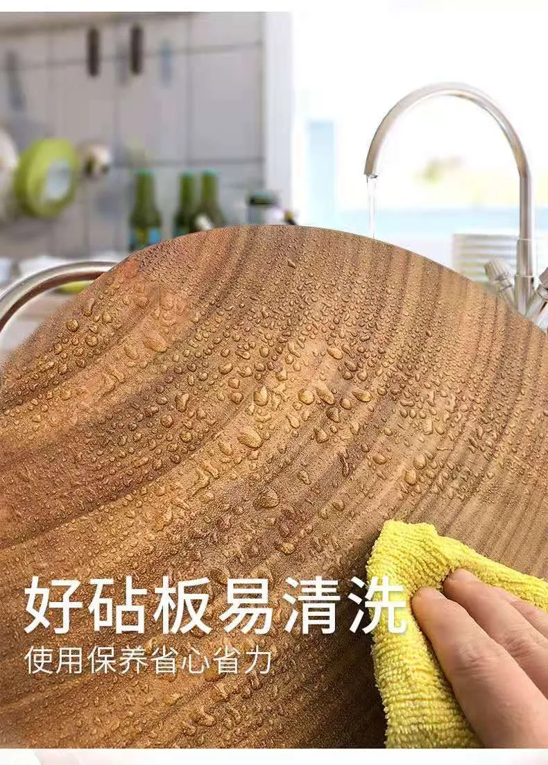 【已下架】Suncha双枪 黄金柚木整木砧板切菜板案板 无漆无蜡实木加厚圆形菜墩 36*3.8cm detail image 4