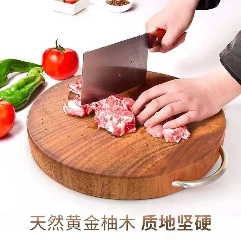 【已下架】Suncha双枪 黄金柚木整木砧板切菜板案板 无漆无蜡实木加厚圆形菜墩 36*3.8cm detail image 5