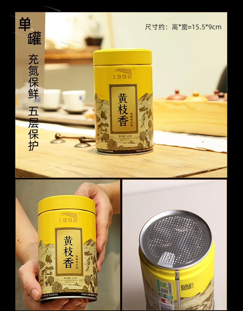 【中国直邮，时效7-15天】天池茶业1392凤凰单枞七彩黄枝香 正宗潮州特级单丛乌龙茶 乌岽黄枝香100g*1罐 detail image 16