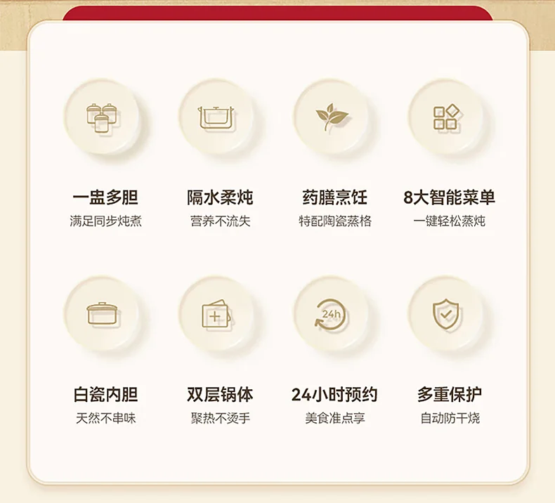 TIANJI天际隔水电炖锅DGD18-18CG 多内胆炖盅电炖锅 中药煲 容量1.8L 适用1-3人小家庭 detail image 2