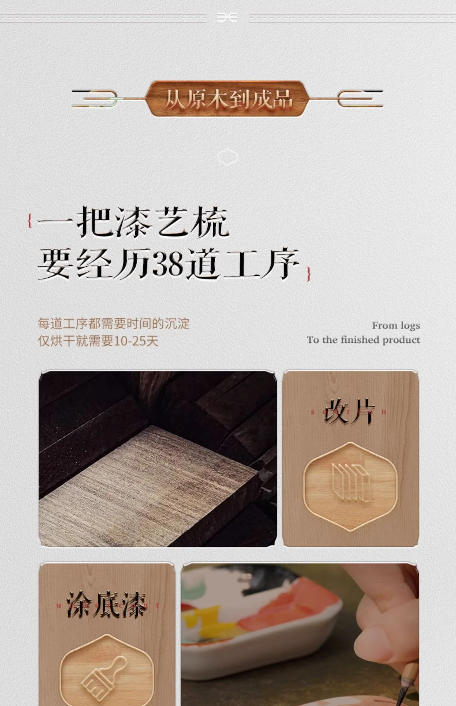 【中国直邮，时效8-20天】谭木匠 梳镜套装 蝶舞莲莲  沉贵宝木礼盒包装 detail image 11