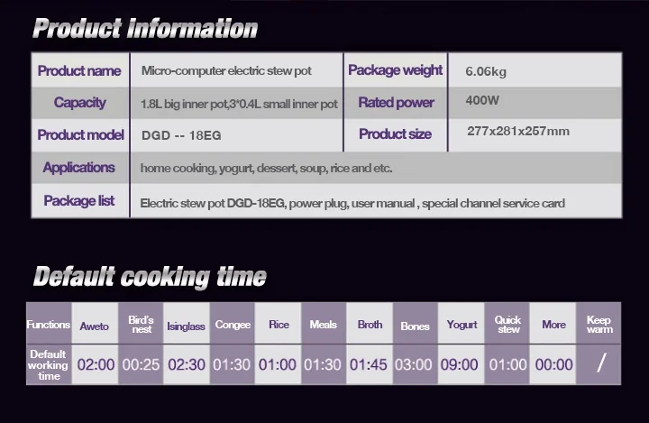 TONZE SMART ELECTRIC STEW POT DGD-18EG 1.8L WITH 4 CERAMIC INNER POTS