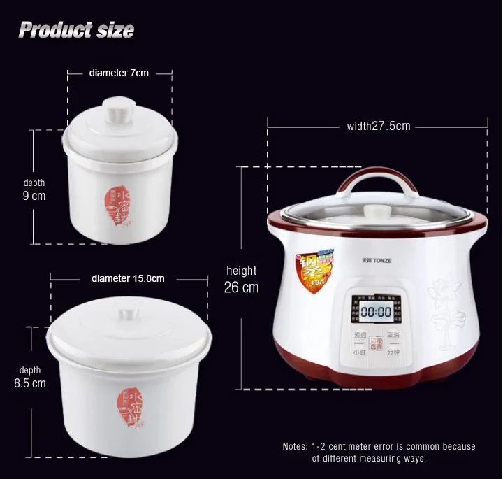 TONZE SMART ELECTRIC STEW POT DGD-18EG 1.8L WITH 4 CERAMIC INNER POTS