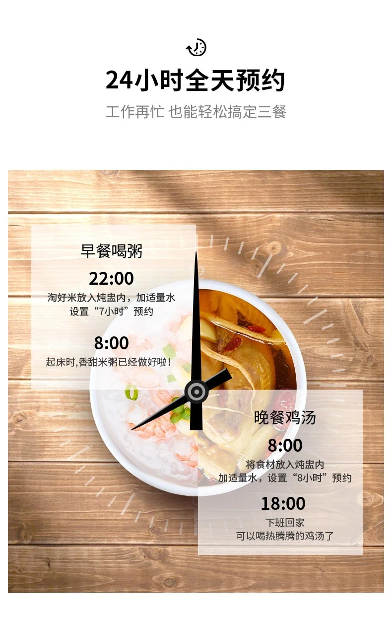 天际 Tonze 全自动隔水电炖盅1.8L DGD-18EG 一锅四胆 陶瓷水密封内胆  文火熬煮  煲汤煮粥多功能 详情图 19