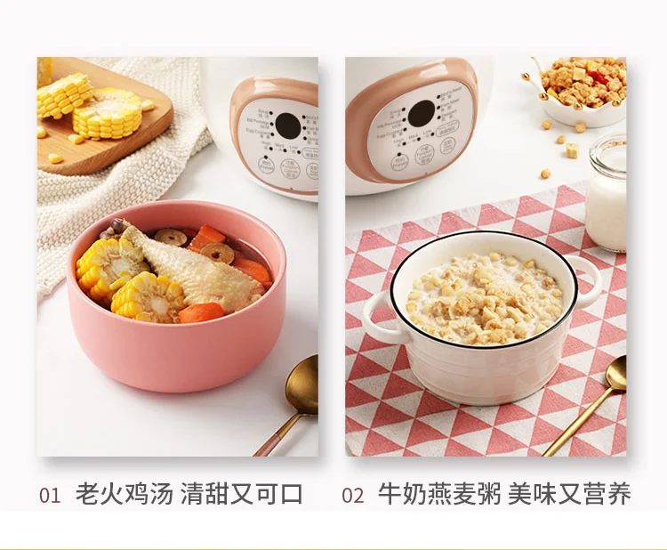 TONZE  Tianji Electric Stew Pot, Ceramic Soup Porridge Cooker, Slow Cookers with Lid, 1L, White detail image 10