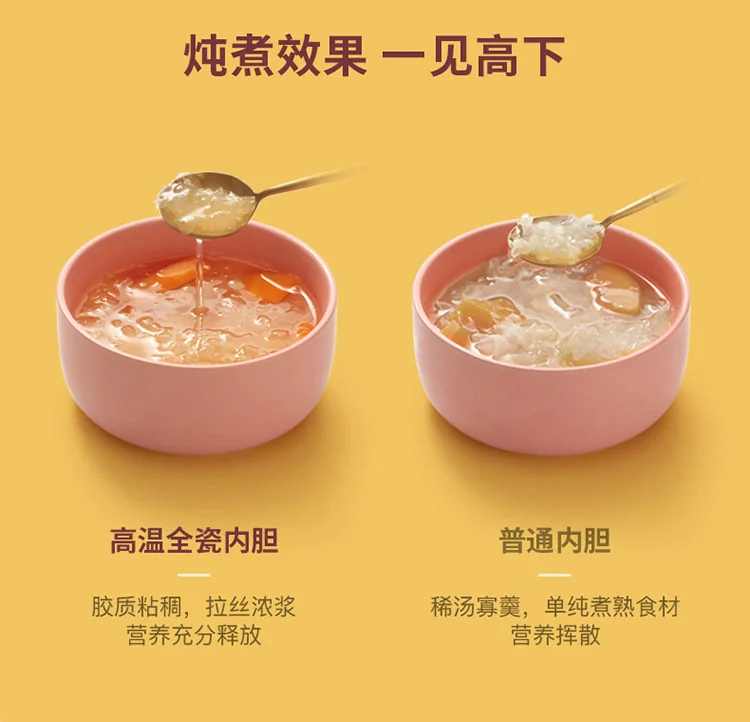 TONZE  Tianji Electric Stew Pot, Ceramic Soup Porridge Cooker, Slow Cookers with Lid, 1L, White detail image 5