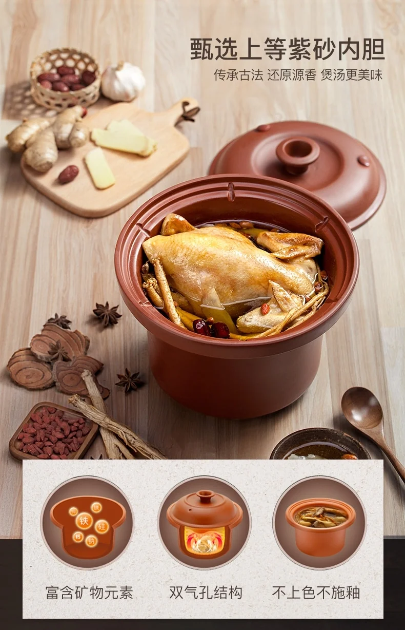 TIANJI TZDGD40-40SWD Purple Earth Clay Stew Pot detail image 2