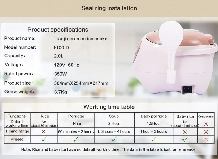 TIANJI FD30D CERAMIC ELECTRIC RICE COOKER, 3L detail image 12