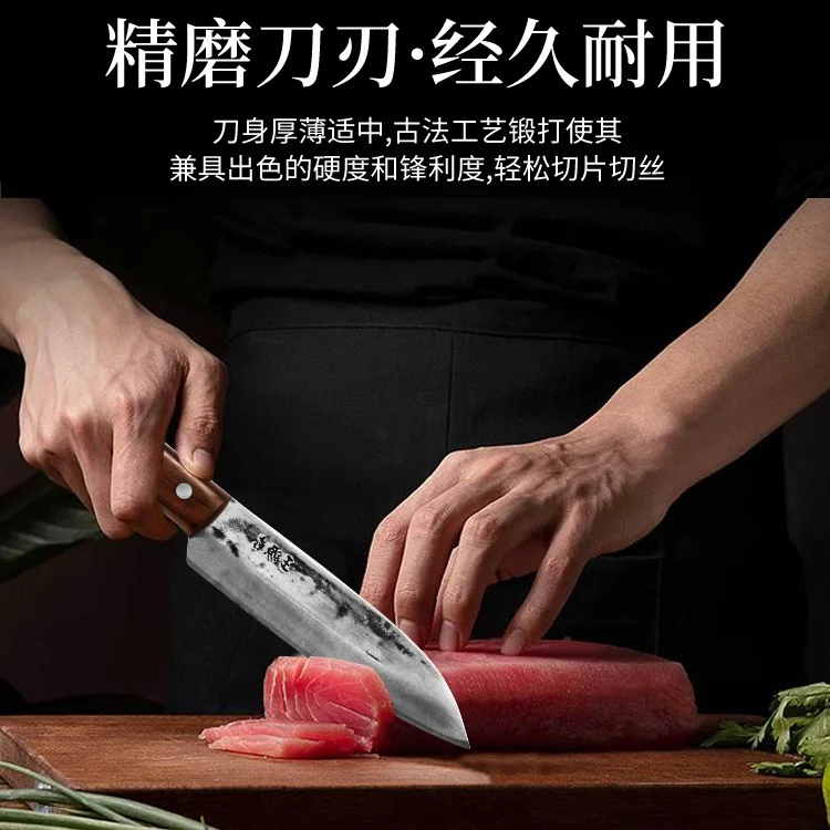Wang Yuanji's multi-purpose stainless steel knife is hand-forged and durable detail image 3