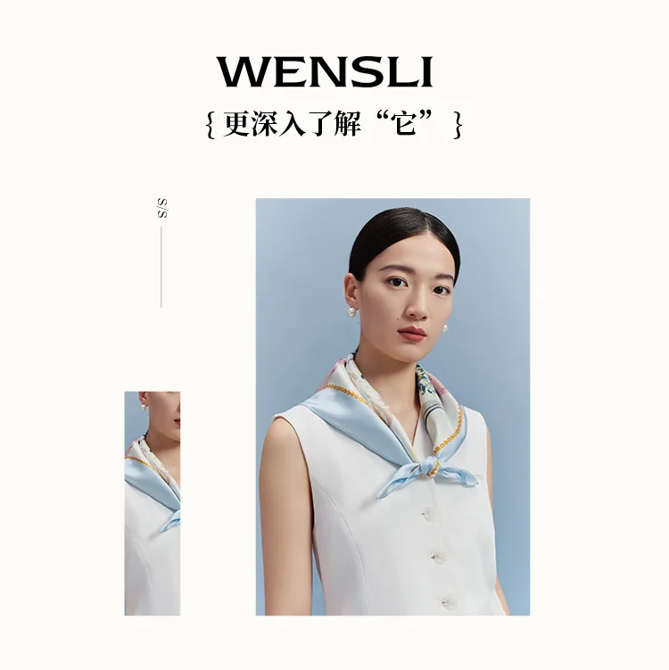 万事利WENSLI真丝丝巾女100%桑蚕丝中方巾领巾送妈妈送礼礼盒梦瑶-咖色 detail image 13