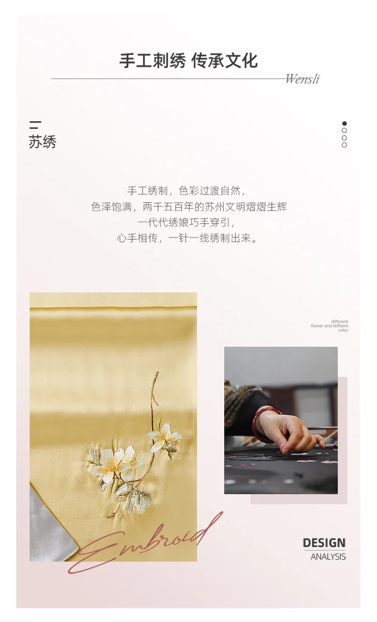 【中国直邮，时效8-20天】万事利 100%桑蚕丝 苏绣双色披肩刺绣巾长巾妈妈情人节礼物真丝丝巾-玉兰花影 detail image 6
