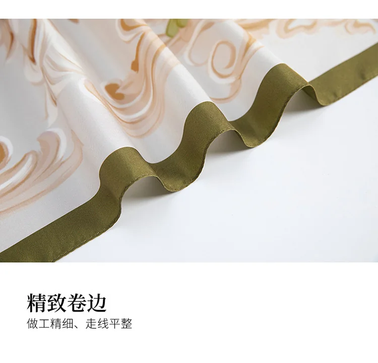 【下架】【中国直邮，时效8-20天】万事利秋冬新品真丝丝巾高级时尚双面印花88cm方巾女生礼物玉楼春-绿色 detail image 11