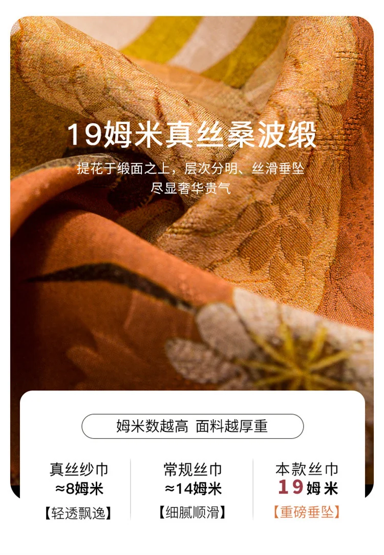 【中国直邮，时效8-20天】万事利 100%桑蚕丝 真丝丝巾国风异色香云纱披肩大方巾朝露晞-粉绿 detail image 5