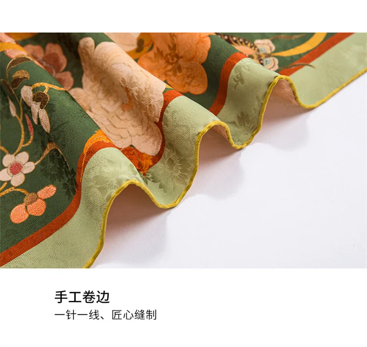 【中国直邮，时效8-20天】万事利 100%桑蚕丝 真丝丝巾国风异色香云纱披肩大方巾朝露晞-粉绿 detail image 17