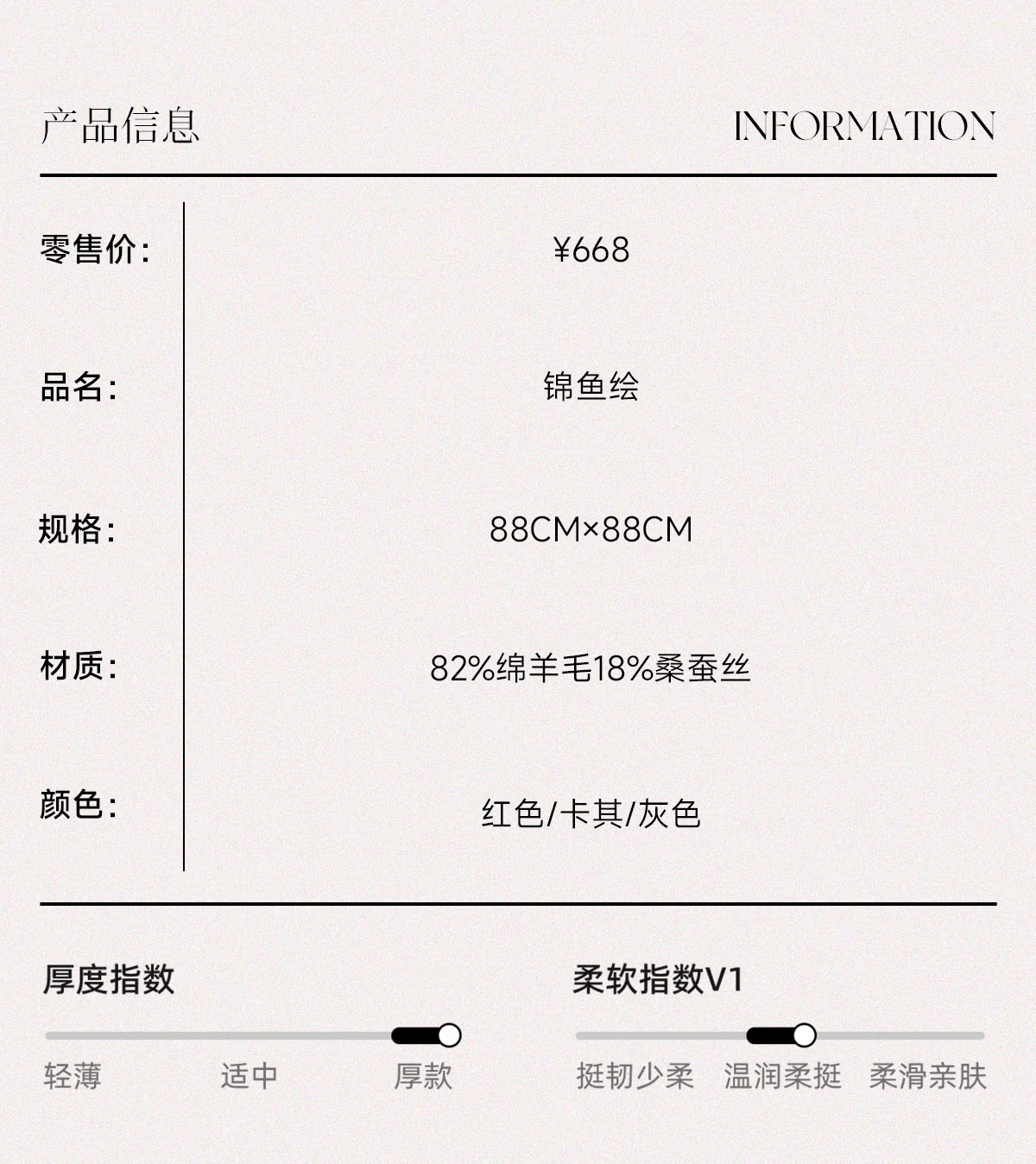 【中国直邮，时效8-20天】万事利 桑蚕丝围巾 空调披肩丝羊毛丝巾 送妈妈办公室女教师节礼物 锦鱼绘系列 三色可选 88cm×88cm 详情图 3