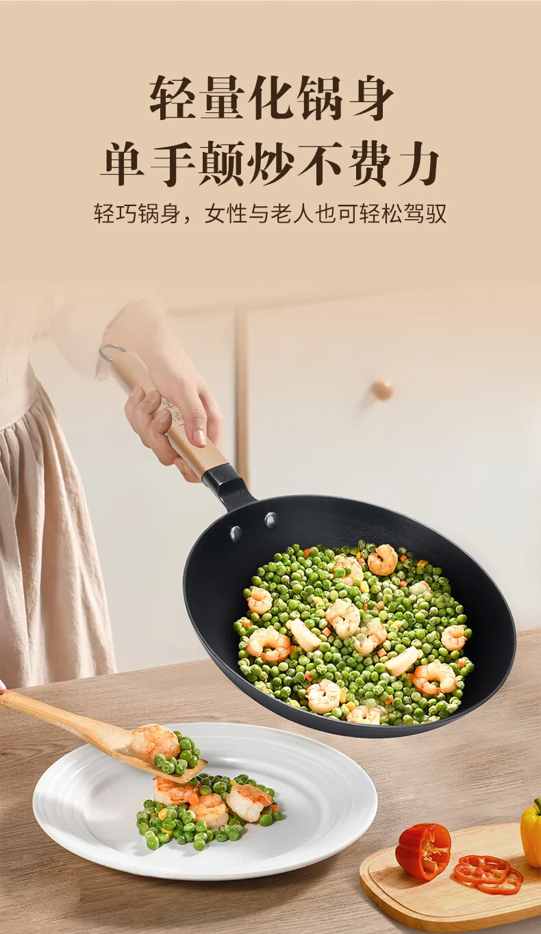 王源吉 窒化年轮锅煎锅+锅铲套装 WYJ-26JPNLG 含锅盖 无涂层不易锈 26cm detail image 5