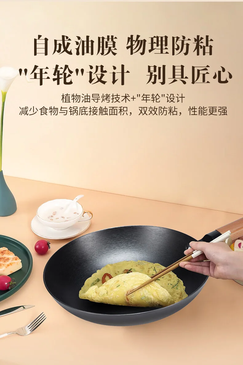王源吉 窒化年轮锅煎锅+锅铲套装 WYJ-26JPNLG 含锅盖 无涂层不易锈 26cm detail image 7