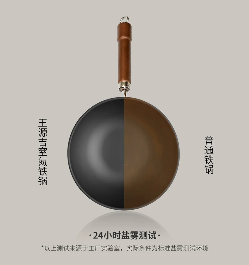 Wang Yuanji's household chemical frying pan, cast iron pan+annual ring frying pan set, healthy uncoated light oil and low smoke gas stove can be used, 32/34/36cm detail image 6