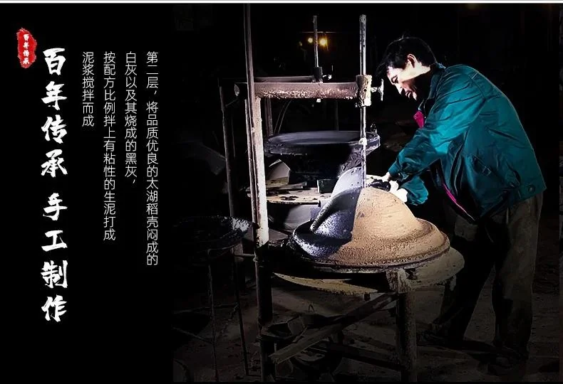 王源吉 家用古法炒锅铸铁锅+年轮煎锅套装 健康无涂层 轻油少烟 燃气灶可用 32/34/36cm 详情图 4
