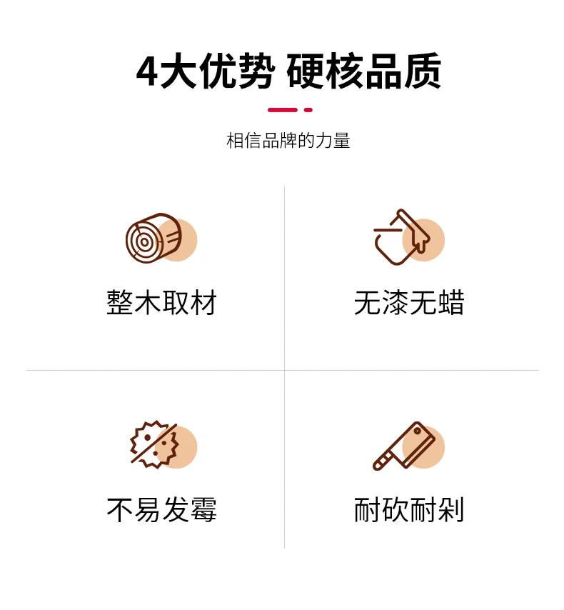 王源吉 双面实木菜板 + 切片刀套装 切菜切肉两用 稳固耐用 detail image 3