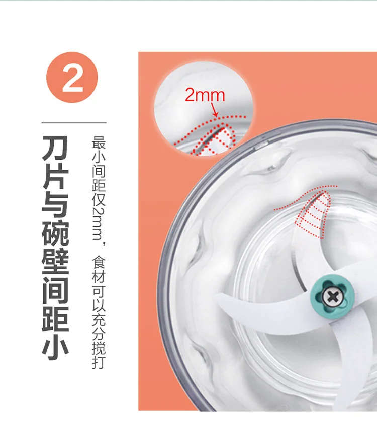 Bear multi-function manual chopper meat grinder garlic puller CX-D0007 easy pull scimitar design 400ml detail image 8