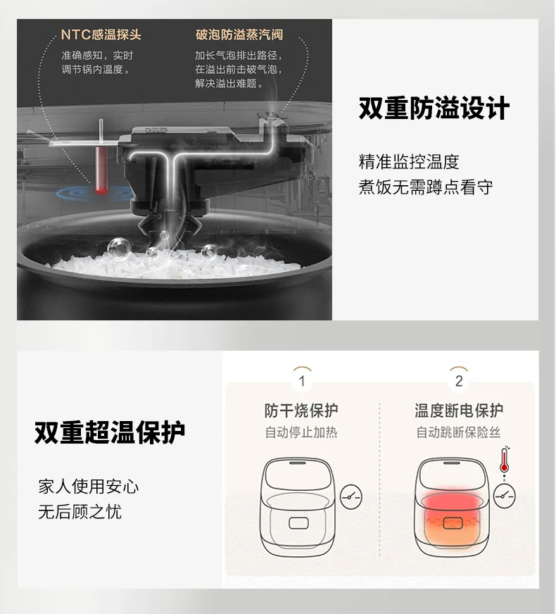 Bear Bear Smart IH Rice Cooker Rice Cooker DFB-P20F1 Firewood Yuan Kettle Refined Iron Liner IH Stereo Heating 2L detail image 16