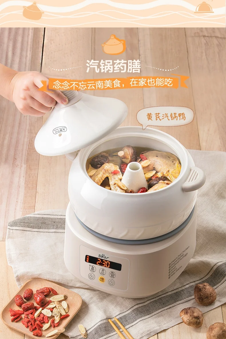 Bear  Multi-functional Electric Steam Cooker DQG-A30C1 with Natural Ceramics Pot  Distilled Cooking  3L detail image 10
