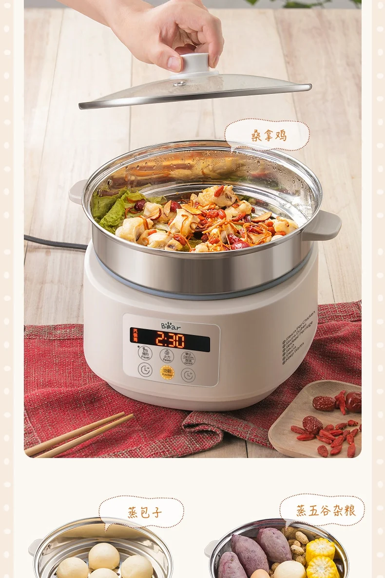 Bear  Multi-functional Electric Steam Cooker DQG-A30C1 with Natural Ceramics Pot  Distilled Cooking  3L detail image 12