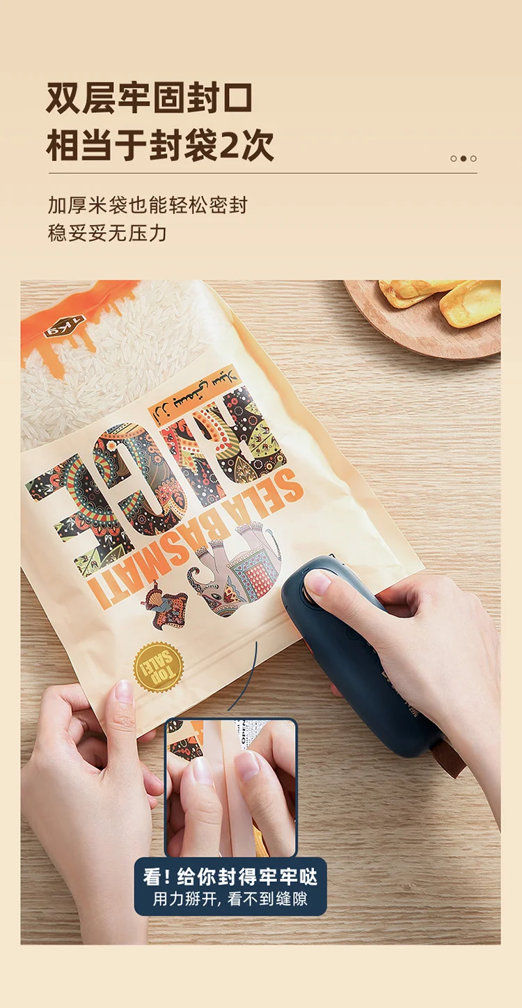 Bear, Mini handheld sealing machine, Plastic sealing machine, FKJ-C01C1, Three-speed adjustable Temperatures, Dual-use opening and sealing, Charging model detail image 8