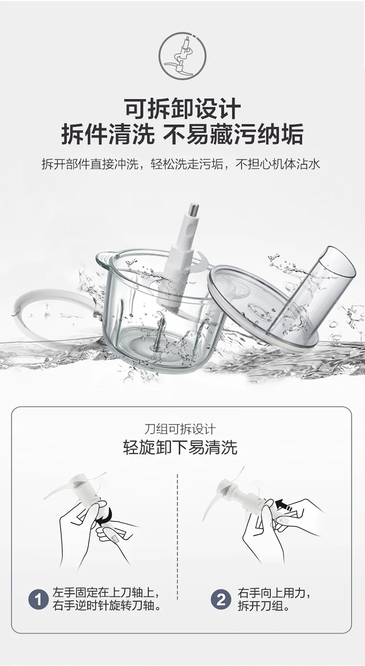 Bear Electric Meat Chopper QSJ-B03R2   Intelligent control  automatic cleaning  2L detail image 14