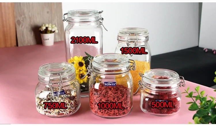 Scybe glass sealed storage tank set of 2 500ml+750ml detail image 2