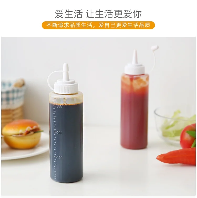 YAGAO Household plastic squeeze sauce bottle, Transparent and visible, dust-proof and Anti-ash, 2 pieces detail image 3