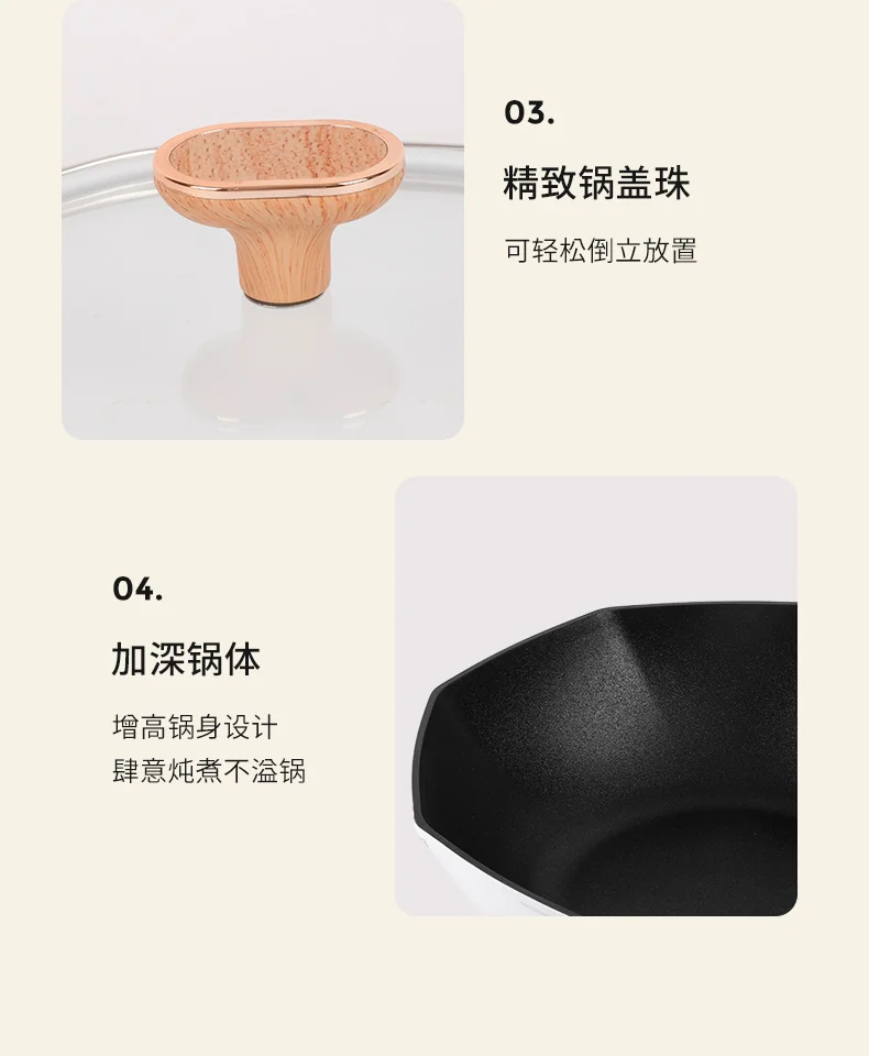 Yetele, Hot in Korea Eight Corners Non Stick Pan, Green/White, 32CM detail image 21