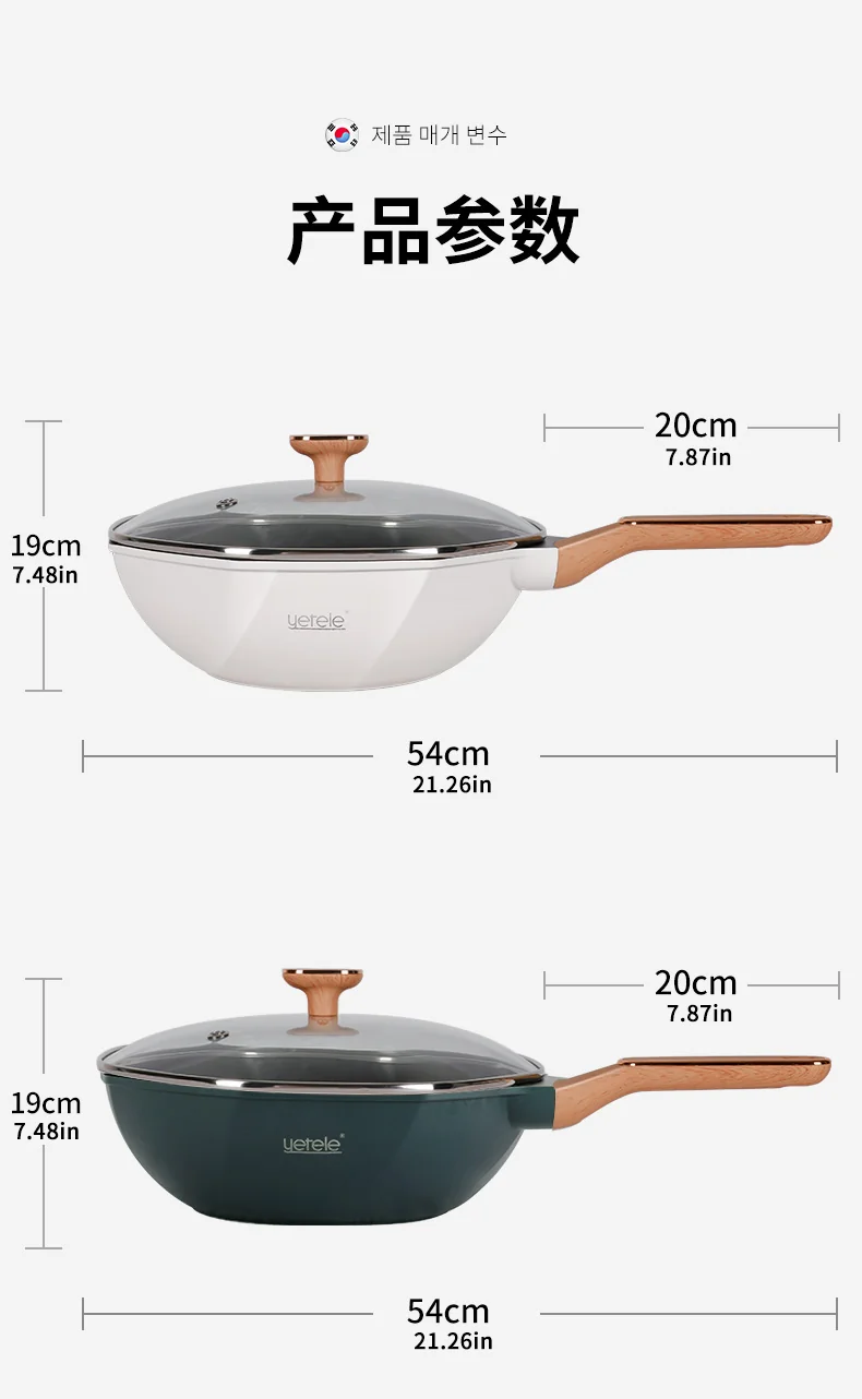 Yetele, Hot in Korea Eight Corners Non Stick Pan, Green/White, 32CM detail image 22