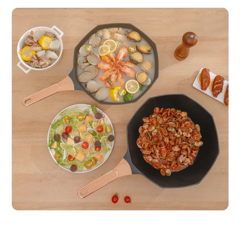 Yetele, Hot in Korea Eight Corners Non Stick Pan, Green/White, 32CM detail image 4