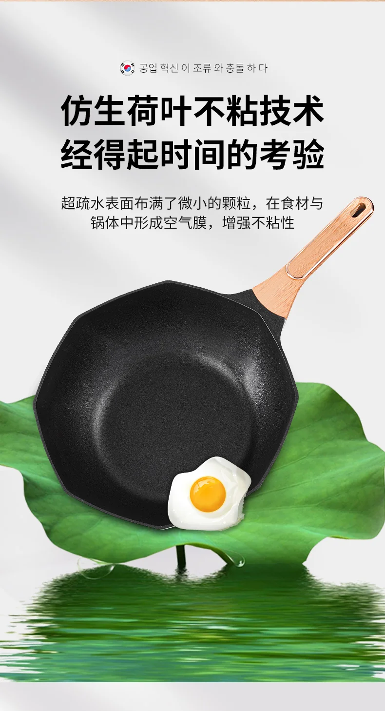 Yetele, Hot in Korea Eight Corners Non Stick Pan, Green/White, 32CM detail image 8