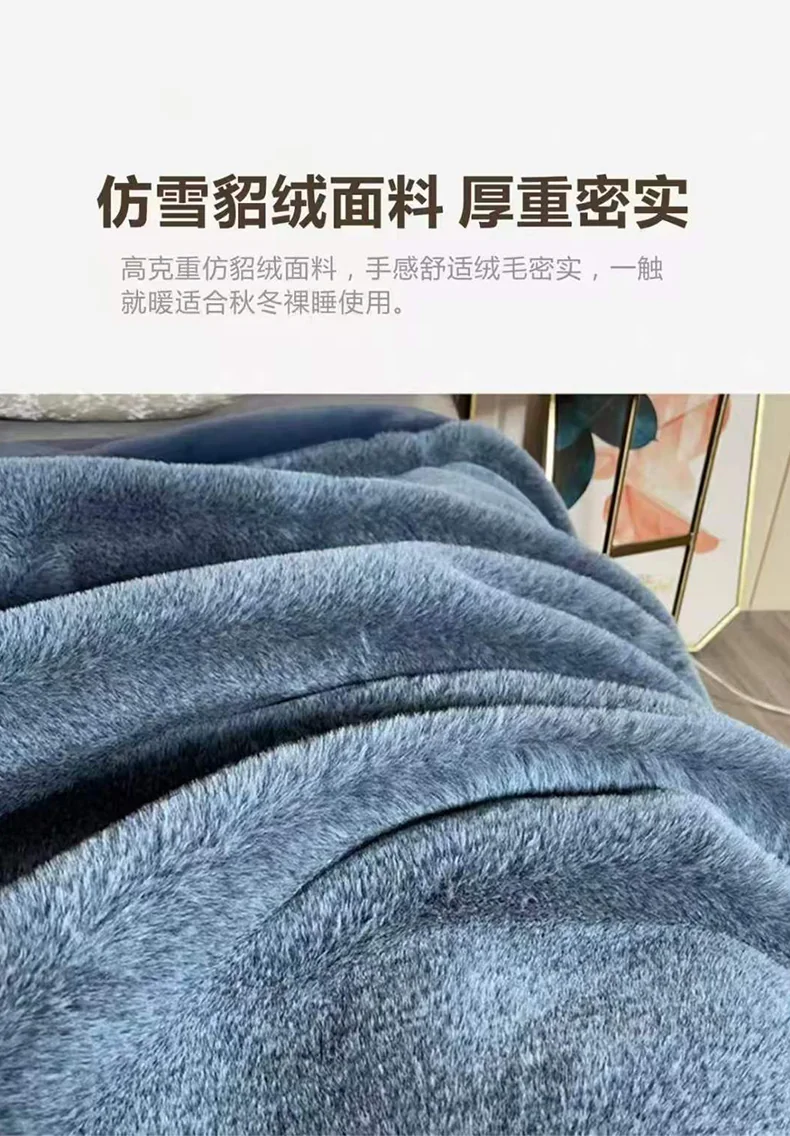 【中国直邮，时效8-20天】真爱毛毯 摩登时代奢华仿貂绒毯子 高克重仿貂毛面料 一触即暖 200*230cm 详情图 4